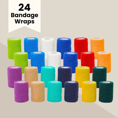 Vista 4 de Juvale Vet Wrap - Soporte autoadherente para esguinces con vendaje de compresión - Cuidado de mascotas y equinos con vendaje elástico - Soporte