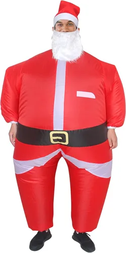 Vista 2 de VURPOKSI Disfraz inflable de Papá Noel divertido de Navidad para Navidad