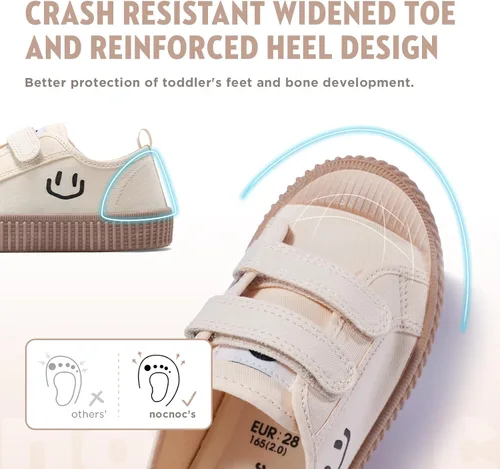 Vista 2 de Zapatos para niños y niñas, zapatos de lona con velcro y suela de color caramelo, tallas 6-14