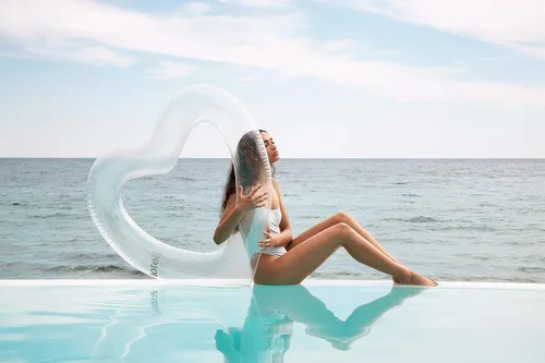 Vista 7 de LOTELI - Flotadores de piscina con forma de corazón originales para adultos, más gruesos y fuertes, flotadores inflables grandes para fiestas