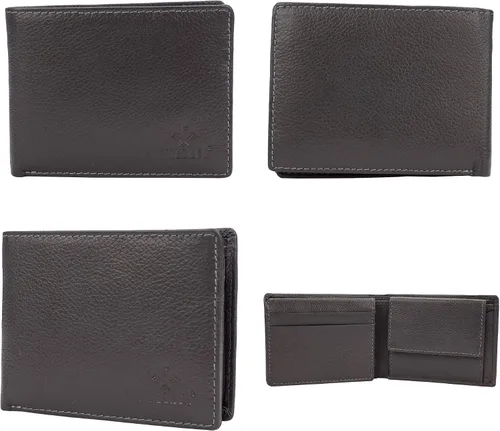 Vista 3 de FINELAER Cartera plegable de cuero para tarjetas de crédito para hombres Gris Moderno