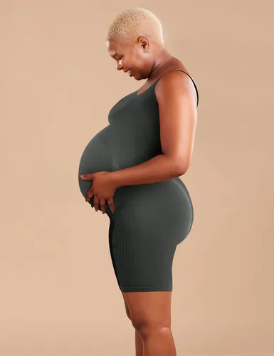 Vista 2 de SUNNYBUY Body de maternidad para mujer, sin costuras, para embarazo, acanalado, bodycon, pijama, camiseta sin mangas, pantalones cortos