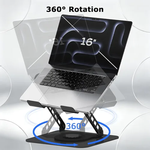 Vista 3 de Soporte ajustable para computadora portátil con rotación de 360° Negro