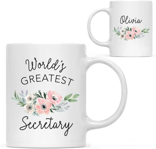 Vista 32 de Andaz Press Taza de café personalizada de 11 onzas, taza ejecutiva de relaciones públicas más grande del mundo, flor de anémona rosa, 1 paquete