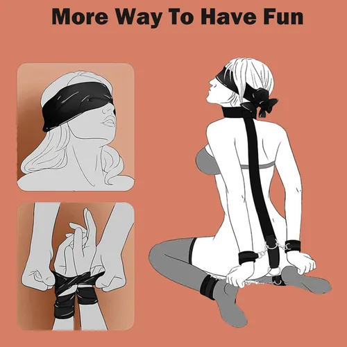 Vista 3 de Esposas peludas para adultos, equipo y accesorios de esclavitud sexual, kit de amarres y pulseras sexuales, juego de puños de mano peludos
