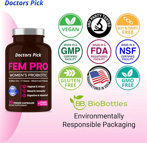 Vista 7 de Probióticos Fem Pro para mujeres. 17 cepas clínicamente efectivas para apoyo vaginal, digestivo e inmunológico, salud del tracto urinario