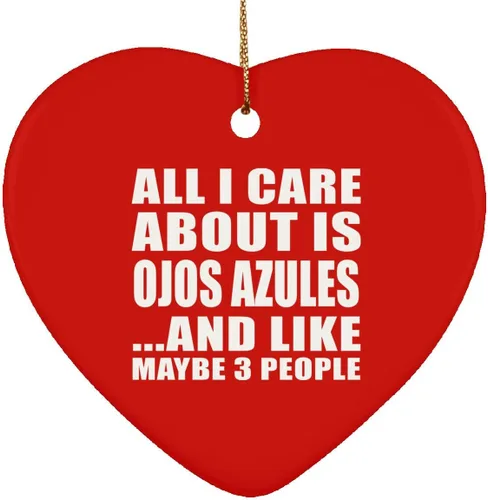 Vista 2 de Designsify Christmas Tree Decoration, All I Care About Is Ojos Azules, Heart Ornament Blue, Gifts for Birthday Anniversary Valentines Mom Mothers