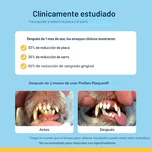 Vista 4 de ProDen PlaqueOff Polvo para mascotas - Ambientador de aliento para gatos y perros - Removedor de placa y sarro para el cuidado bucal de mascotas