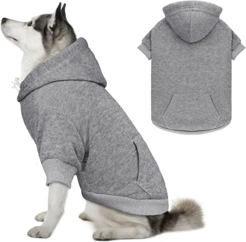 Vista 19 de Sudadera con capucha para perros pequeños, ropa de forro polar cepillado suave y liso, sudadera con capucha para mascotas con bolsillo (café-XS)