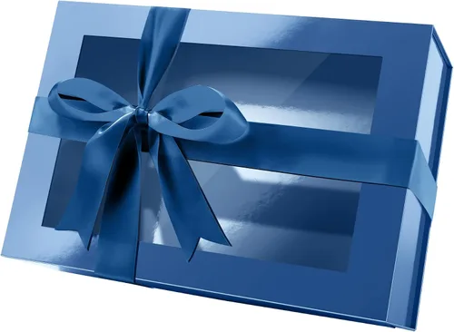 Vista 21 de PACKQUEEN Caja de regalo grande negra con ventana, 13.5 x 9 x 4.1 pulgadas, caja de regalo transparente para regalo, contiene cinta, tarjeta, caja