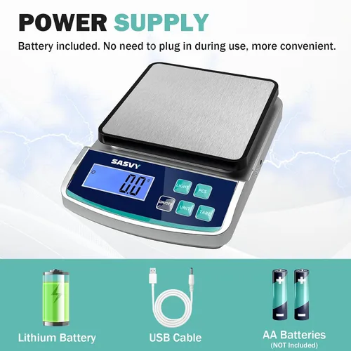 Vista 7 de Balanza Digital de Laboratorio 5000g x 0.1g oz/lb/g/kg Balanza Electrónica de Precisión Científica, Analítica para Laboratorio, Joyería, Cocina