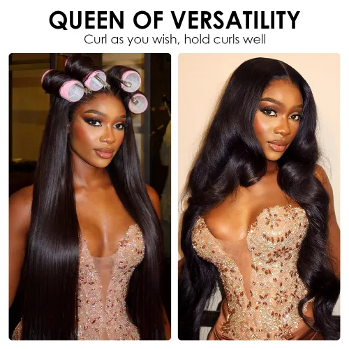 Vista 6 de Iris Queen 12A 16 pulgadas recto HD encaje frontal pelucas de cabello humano prearrancado 100% Human Hair, Small Knots, 13x4 Lace Frontal, Minimal