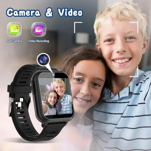 Vista 3 de Sedzofan Reloj inteligente para niños con 24 juegos de rompecabezas, pantalla táctil HD, cámara, reproductor de música, podómetro, despertador
