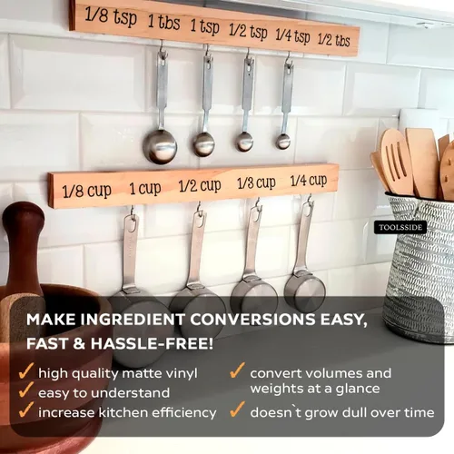 Vista 3 de TOOLSSIDE Tabla de conversión de medidas de cocina para productos a granel - Vinilo pegatinas de cocina - Tabla de conversión métrica. ¡Son