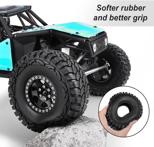 Vista 5 de Hobbypark Neumáticos RC 1.9 RC de 4.4 pulgadas de alto, goma suave, buen agarre para escala 1/10 TRX4 Axial SCX10 Redcat Gen 8 RC4WD Rocks Mud Dirt