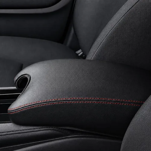 Vista 137 de Great-luck Funda de cuero para consola central, almohadilla para reposabrazos, accesorios de cubierta de caja (costuras rojas) para BMW X1 2023 2024
