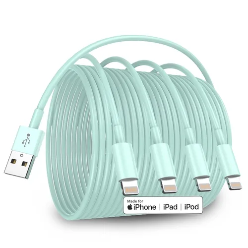 Vista 11 de Paquete de 4 cables de carga para iPhone de 6 pies de largo, USB a Lightning, USB 2.4A, cable de carga rápida para iPhone 14/13/12/11 Pro/11/XS