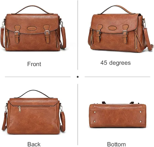 Vista 6 de OUKUPA Crossbody Messenger Bag For Women,Leather Briefcase Vintage Shoulder Laptop Handbag Satchel Computer Work Bag