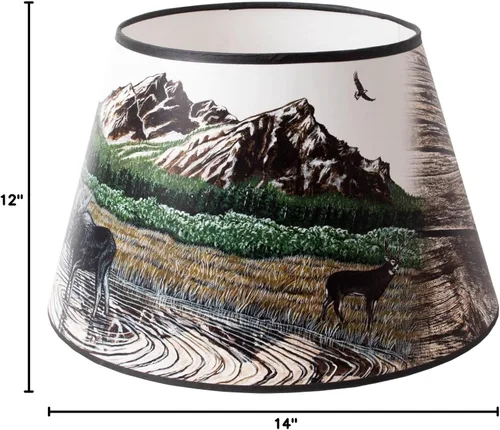 Vista 8 de Aladdin Pantalla de lámpara de aceite de pergamino, accesorio de base de 14 pulgadas, diseño de montaña rocosa