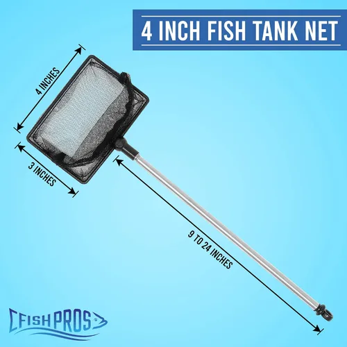 Vista 6 de Long Handle Fine Net Fish Tank Net – Retractable 24 inches