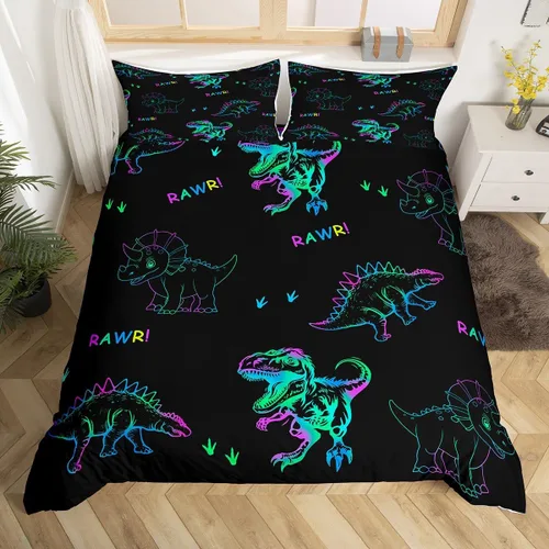 Vista 14 de Manfei Juego de funda de edredón de mariquita de tamaño individual, juego de ropa de cama de flores de acuarela de 2 piezas, funda de edredón floral