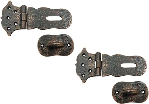 Vista 2 de Adonai Hardware Paran - Cerrojo de seguridad de hierro fundido antiguo resistente (4 pulgadas x 2 unidades, latón antiguo) para cofre del tesoro