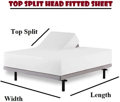 Vista 2 de 4 piezas de lujo Split Top Queen 100% algodón egipcio de 800 hilos (ajustable, parte superior flexible tamaño queen) sábanas divididas de 28