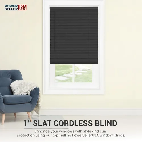 Vista 2 de PowerSellerUSA Persianas sin cordones, privacidad y filtro de luz, listones de 1 pulgada de vinilo, tratamiento de ventana anti-UV, se adapta a