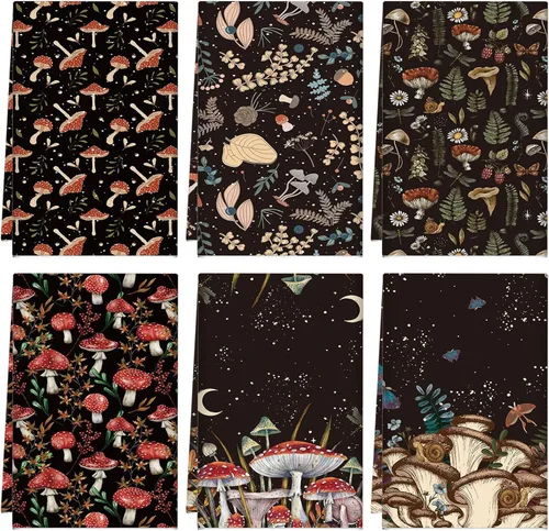 Vista 11 de Zubebe Paquete de 6 toallas de cocina bohemias de 18 x 28 pulgadas, toallas de cocina absorbentes con diseño de hongos y luna celestial, regalos