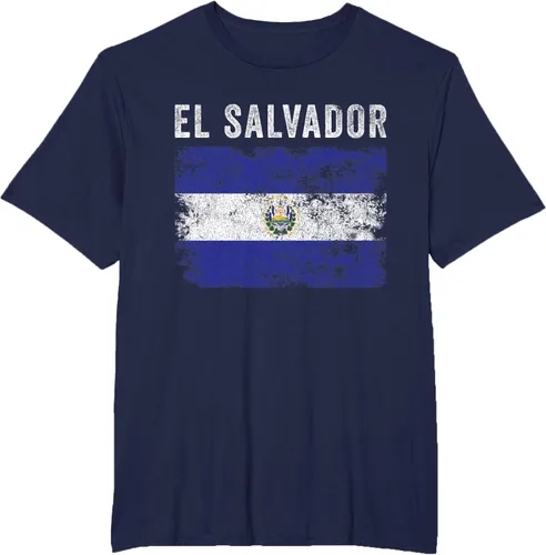 Vista 19 de Bandera de El Salvador envejecido - Hombres Mujeres - Camiseta de la bandera salvadoreña, Negro
