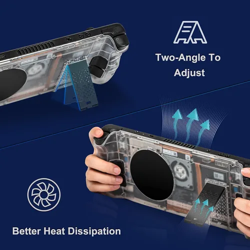 Vista 4 de DEVASO Transparent Back Plate for Steam Deck, Replacement Shell Case Set for Steam Deck, Heat-Dissipation Back Cover with Stand, Can Be Externally
