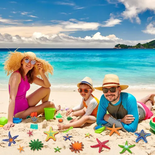 Vista 6 de YUJUN 16 juguetes grandes de piscina de buceo, playa colorida estrella de mar de verano natación bajo el agua, juguetes de piscina de goma suave