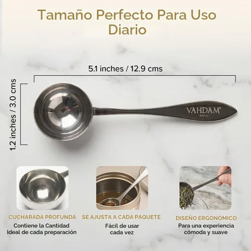 Vista 8 de Cuchara de medida perfecta para té de hojas sueltas Cuchara de té de acero inoxidable de calidad premium Cucharadas de medida perfectas