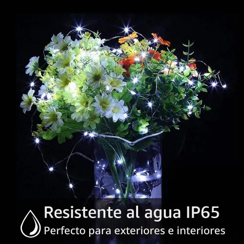 Vista 4 de Paquete de 16 Luces LED de Hadas Operadas con Batería Luces de Cadena de 10 Pies 30 LED Impermeables Luces Centelleantes Luces para Frascos Mason