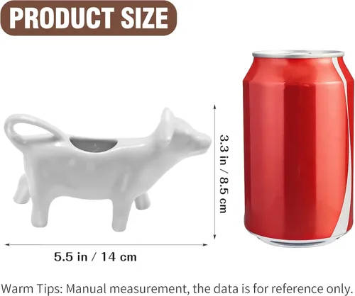 Vista 2 de Crema de cerámica con forma de vaca y jarra de salsa, mini jarra de leche de 3.4 fl oz para café, té, cocina