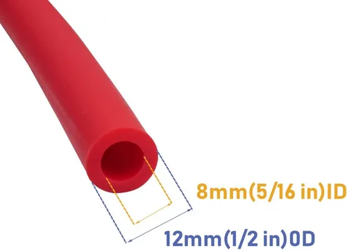Vista 2 de Feelers - Tubo de goma de látex natural de 5/16" (8mm) diámetro interior x 1/2" (12mm) diámetro exterior, banda roja para arpón de espear