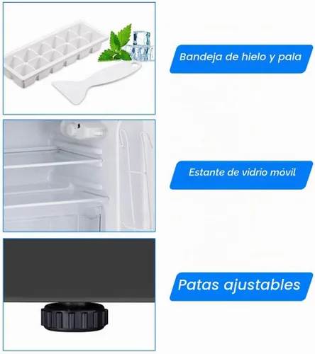 Vista 4 de Mini refrigerador con congelador, refrigerador compacto de 3.2 pies cúbicos, refrigerador de doble puerta con temperatura ajustable y estantes