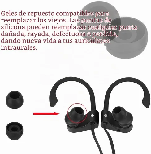 Vista 5 de Auriculares de silicona pequeños de repuesto para auriculares intrauditivos, puntas de goma, 10 pares (negro)