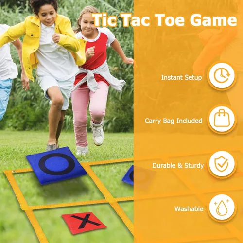 Vista 4 de Juego de Tic Tac Toe – 4 pies x 4 pies para patio al aire libre gigante Tic Tac Toe para patio trasero, campamento, césped, portátil, sin montaje