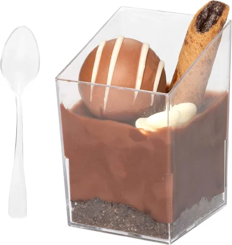 Vista 8 de Mini tazas de postre de plástico, 2 onzas, vasos individuales de chupito para postres de chocolate y más, Transparente