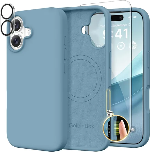 Vista 142 de GolbinBox Funda magnética para iPhone 17, compatible con MagSafe, cubierta de silicona integrada para control de cámara, funda de silicona líquida a