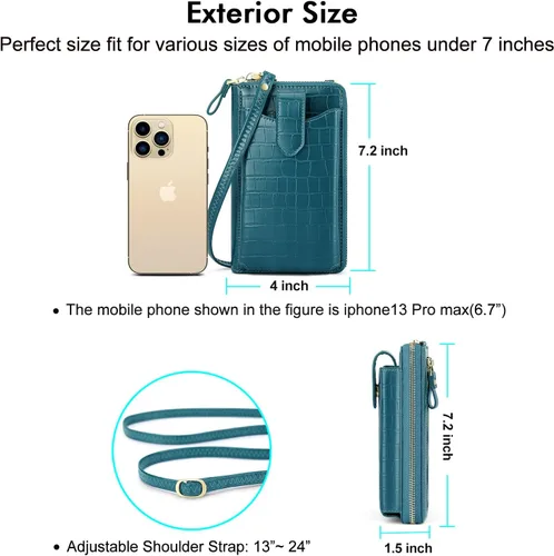 Vista 5 de Peacocktion - Bolso pequeño para teléfono celular, para mujeres, minibolso de hombro ligero para cruzarse por el cuello, con ranuras para tarjetas