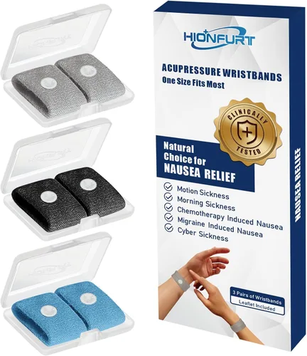 Vista 7 de Hionfurt Bandas de mareo por movimiento, pulsera antináuseas para adultos y niños, alivio de náuseas matutinas para mujeres embarazadas, alivio
