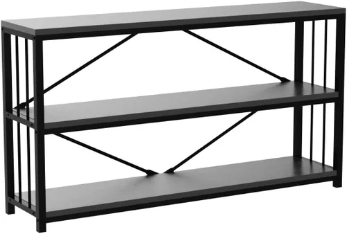 Vista 4 de LVB Mesa consola negra, mesa de entrada moderna para pasillo y sala de estar, mesa de sofá industrial detrás del sofá, mesa de entrada de madera
