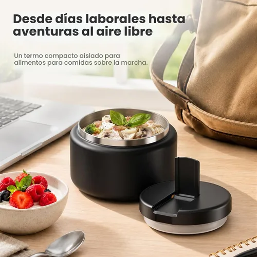 Vista 7 de Termo de sopa de 13.5 onzas para niños con tapa de hebilla, recipiente de comida aislado al vacío, boca ancha, a prueba de fugas, acero inoxidable