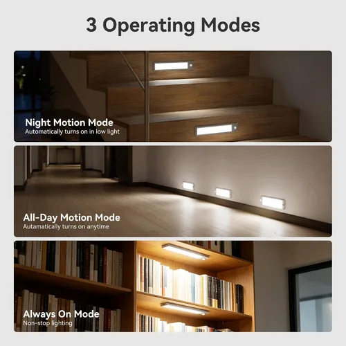 Vista 4 de lexall Paquete de 3 luces recargables para debajo del gabinete con estación