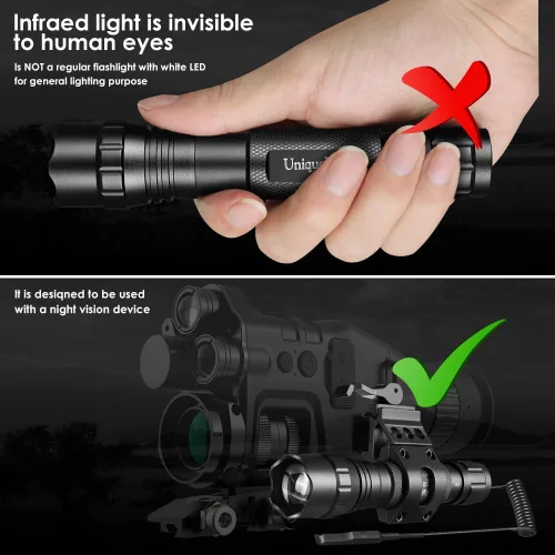 Vista 4 de 501F Vcsel 850nm IR iluminador luces de la linterna para visión nocturna Zoomable infrarrojos linterna iluminador con control dual interruptor