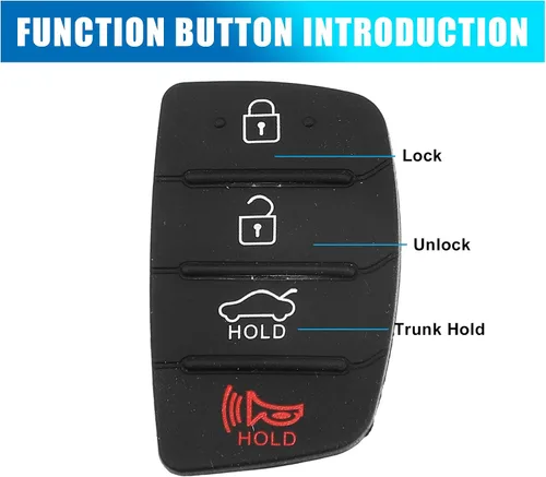 Vista 3 de X AUTOHAUX 4 botones de coche remoto Fob caso cubierta inserto de goma teclado teclado reemplazo para Hyundai