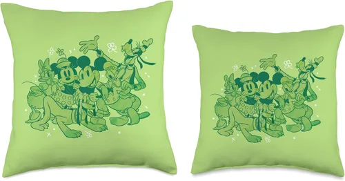 Vista 3 de Disney Mickey and Friends - Almohada verde para el día de San Patricio, 16.0 x 16.0 in, multicolor
