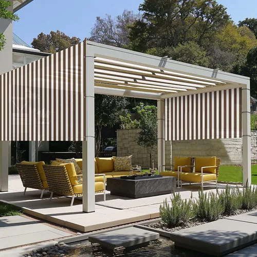 Vista 2 de Panel de toldo de repuesto para pérgola de 6 x 17 pies con bolsillo para barra al aire libre
